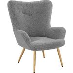 Yaheetech Boucle Armchair, Sherpa Fuzzy Tub Chair Lounge Chair with High Back for Living Room Bedroom Study, Grey