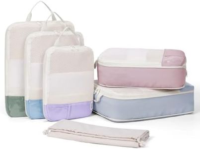 Narwey 6 Set Compression Packing Cubes for Suitcases, Travel Packing Cubes for Backpack Suitcase Organiser Bags Home Storage Shoes Bags for Carry on Hand Luggage Travel Essentials Bag (Combined)