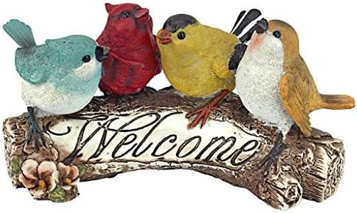 Design Toscano Birdy Welcome Sign Garden Bird Statue, 25.5 cm, Polyresin, Full Color
