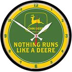 WinCraft John Deere Clock Round Nothing Runs Like A Deere Logo