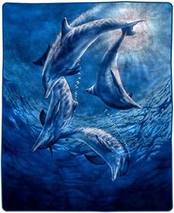 Lavish Home Heavy Fleece Ocean Dolphins Pattern-Plush Thick 8 Pound Faux Mink Soft Blanket for Couch Sofa Bed (74” x 91”), Multicolor