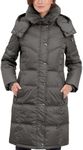 London Fog Women's Fur Collar Down with Hood, Gunmetal, M