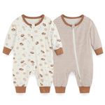 JELYLOVE Unisex Rayon derived from Bamboo Zipper Baby Boy Girl Rompers 2 Pack Infants Jumpsuits Soft New Born Clothes