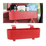 XINLIYA Car Headrest Backseat Organizer with Cup Holder, Seat Back Hanging Storage Box with Hooks, Multi-Functional Drink Pocket Food Snack Phone Tray for Kids, Car Travel Accessories（Red）