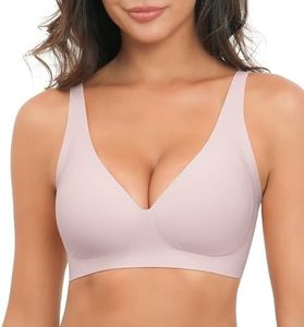 Xcutting Bras for Women No Underwire Womens Wireless Seamless Bras Deep V Neck No Underwire Push Up Bras Supportive Full Coverage Bralettes T Shirt Bra (Pink,X-Large)