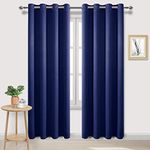 DWCN Blackout Curtains for Bedroom - Thermal Insulated Light Blocking Eyelet Window Curtains for Living Room 55 x 88 inch Length, Navy Blue, 2 Panels