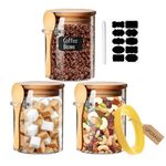 Glass Jars with Airtight Lid and Spoon,Glass Food Storage Jars Containers,Overnight Oats Containers with Lids,Decorative home Kitchen Jars for Spice Bath Salt Tea Coffee Sugar Canisters 530ml