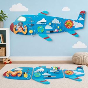 WOODENFUN Sensory Wall Panel for Kids,Wooden Busy Board Toy with Bead Maze