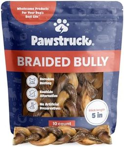 Pawstruck Natural 5” Braided Bully Sticks for Dogs - Tough Long Lasting, Rawhide Free, Low Odor, Healthy Single Ingredient Chew Treat for Aggressive Chewers - 10 Count - Packaging May Vary