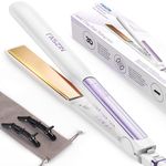 Faszin Ionic Hair Straighteners, 20S Fast Heat Up Flat Iron, Titanium Plate for Smooth Shiny Results, Clear LCD Display, 2 in 1 Hair Straightener (White)