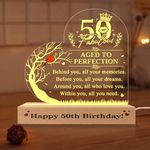 ARTSYWIX 50 Birthday Gifts for Women, 50th Birthday 3D Illusion Table Lamp with Wooden Base USB Powered, Fabulous Fifty Birthday, Gifts for Wife Husband Girlfriend on Birthday Christmas