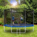 STEP OVER Strongman Bouncy 6FT,8 FT,10FT, 12FT,14FT Trampoline TUV Approved with Enclosure net and Poles Safety Pad Ladder Jumping Mat ✰ Industry Leading Trampoline (175kg-250kg)✰ (6 Feet Blue)