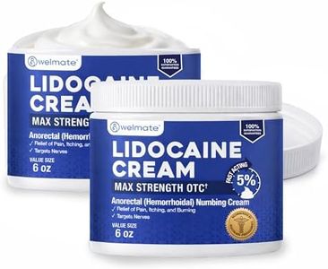 WELMATE 5% Lidocaine Numbing Cream Maximum OTC Strength Topical Pain Relief for External Hemorrhoid Relief - 12 oz (Pack of 2-6 oz Jar) - Vitamin E - Child-Resistant - Non-Greasy