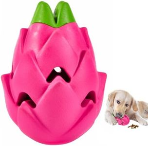 AUSCAT Dog Treat Dispensing Toys, Dispensing Puzzle Dog Toy for Aggressive Chewers, Rubber Dog Treat Dispenser, Interactive Stimulation Dog Food Toys, Pitaya Shape