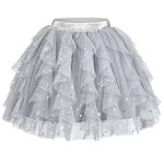 Sunny Fashion Girls Skirt Gray Layered Ruffle Fluffy Tutu Princess Party Birthday Size 6 Years