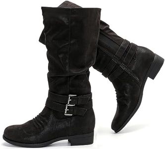 Luoika Women's Extra Wide Calf Boots, Wide Width Plus Size Knee-High Boots Low Heel Slouchy Fashion Winter Boots.…, Black 403, 13 Wide