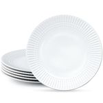 NUTRIUPS 10.5 inch Dinner Plates Set of 6, White Ceramic Plates, 27cm Large Serving Plates for Appetizer, Pasta, Salad, Steak, Dessert, Microwave and Dishwasher Safe