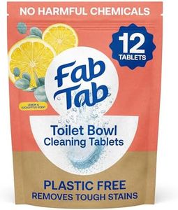 Fab Tab Toilet Bowl Cleaner Tablets, Powerful Stain Removal, No Harsh Chemicals, Plastic-Free, Removes Rust & Stains, Safe for Regular and Septic Tank Toilets, Lemon & Eucalyptus Scent