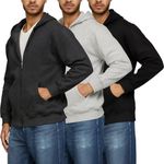 PURE CHAMP 3 pk Cotton Hoodies for Men Full Zip Up Mens Hoodies Fleece long sleeve Active Athletic Workout Sweatshirts for Men S-3XL(Set 1 Size Small)