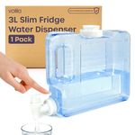 Fridge Water Dispenser - 1 Pack 3L Slim Fridge Water Dispenser with Tap for Water, Juice and Other Cold Drinks - Reusable Water Dispenser for Fridge, Travel, Camping, Picnic and Outdoor Events