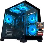 YAWYORE Gaming PC Desktop Computer AMD Ryzen 5 5600GT,16GB DDR4 3200MHz,1TB M.2 NVMe PCle4.0 Gen4,550W 80PLUS PSU,WiFi,Game Design Office Console,Sea View Room, Towers Prebuilt PC (Black)