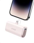 Anker Portable Charger with Built-in Lightning Connector, Portable Charger 5,000mAh MFi Certified 12W, Compatible with iPhone 14/14 Pro / 14 Plus / 14 Pro Max, iPhone 13 and 16 Series (Pink)