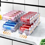 Dntorx 2 Pack Soda Can Dispenser for Refrigerator, Adjustable Width Soda Can Organizer for Refrigerator 2-Layer Can Holder Drink Organizer and Storage for Fridge Pantry(Hold 10-12 Can,Clear)