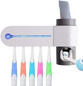 KRISHNA SALES Toothbrush Sanitizer, Uv Toothbrush Holder Wall Mounted Toothpaste Dispenser with Sterilization Function,5 Toothbrush Sterilizer Holder for Family Kids