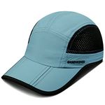 GADIEMKENSD Mens Folding Running Hat Long Brim Golf Hats Quick Dry Baseball Caps Unstructured Breathable Light UPF 50 Cooling Cap for Outdoor Sport Hiking Workout Gym Tennis Travel Sky Blue