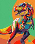 Elftoyer Paint by Numbers for Kids & Adults & Beginner, DIY Canvas Painting Gift Kits for Home Decoration - Colorful Dinosaurs 16 x 20 inch (Without Framed)