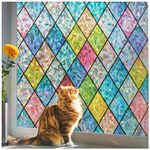 Beautysaid Rainbow Window Film, Privacy Window Film: Stained Glass Window Film, No-Glue Frosted Window Film, Static Cling Film (Multicolor, 44.5x200cm)