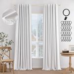 MIULEE 100% Blackout Curtains 108 inches Long Linen Curtains & Drapes for Bedroom Living Room Darkening Full Light Blocking Window Curtain Panels Rod Pocket & Back Tab,White,2 Panels