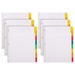 Oxford Write and Erase Binder Dividers, Durable Tabs for 3 Ring Binder, 8 Tab, Write On Tabs, Erasable Dividers, White, Multicolor Tabs, 6 Sets (89991)