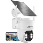 VIZIUUY Security Cameras Wireless Outdoor, 3MP Solar Security Camera Outdoor, Pan Tilt 360° Camera Surveillance Exterieur with Color Night Vision/PIR Sensor/2-Way Audio/Alexa/Google Assistant