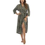 Women Kimono Robes Lightweight Cotton Long Robe Knit Bathrobe Soft Sleepwear V-Neck Loungewear for Women S-XXL (leopard Khaki, X-Large, x_l)