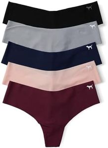 Victoria's Secret Pink 5-Pack No-Show Thong Underwear, Neutral, Medium