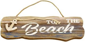 KandyToys Nautical Home Decor To The Beach Wooden Sign | Nautical Gifts | Shabby Chic Home Accessories Room Decor