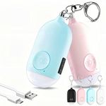 Hion Safe Personal Alarm for Women,2 Pack Rechargeable 130dB Police Approved Rape Rope Alarm with LED Flashlight Self Defense Keychain,Panic Attack Safety Alarm for Girl Kid Elderly(Pink & Blue)