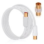 RL 3M White TV Aerial Cable, With Extension Lead Extra Long Replacement, Flex For Cabling, Copper Conductor Full Length, Low Loss for Broadband, Virgin Media, Freesat, FreeView, Skybox 3Meter