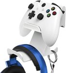 6amLifestyle Controller and Headphone Wall Mount Holder Stand with Cord Hanger for PS5 PS4 Xbox One Switch Pro Gamepad Controller Hook Strong Adhesive/Screws, White