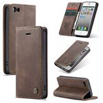 Cracedily for iPhone 5 / iPhone 5S / iPhone SE (2016) Case, Wallet Case Flip Leather with Card Holder Magnetic Closure Shockproof Kickstand Protective Phone Cases Cover for iPhone 5S,Coffee