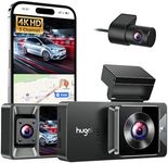 Hugolog 3 Channel Dash Cam 4K+1080P+1080P HD Triple Dashcam with 5G WiFi, 3" IPS Touch Screen, Front and Rear Inside Loop Recording Car Camera, Built-in GPS, IR Night Vision, WDR, Parking Mode