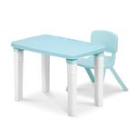HAPPY BEAR Table and Chair Set for Kids Strong & Durable Plastic Made Rectangle Table with Box Space for Stationery 3 Level Height Adjustable (Blue)
