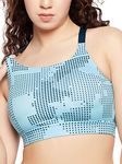 Clovia Women's Medium Impact Padded Printed Sports Bra with Removable Cups (BRS067P03_Blue_L)