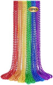 Huskein 12 PCS Pride Accessories, 33" Round Pride Beads Bulk, Plastic Colorful LGBT Beaded Necklaces Stuff Pride Month Parade Accessories for Rainbow Party Supplies Favors Decorations