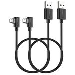 SUNGUY [2-Pack] 0.6M/2ft Right Angle Micro USB 2.0 Charging & Data Sync Cable for Samsung/HTC/Sony and Other Android Devices with Micro Connector (Black)