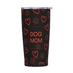 Waldeal Dog Mom Gift, 20 Oz Funny Dog Mom Tumbler with Flip Lid, Dog Lover Gifts for Mama from Daughter Husband, Christmas Birthday Gifts, Insulated Travel Coffee Mug