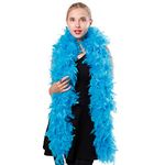 Ws&Wt 2 Yards 150g Large Chandelle Feather Boa for Adults Women Halloween Party Costumes Accessories - Turquoise Blue