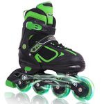 Nattork Blade Roller Skates for Boys with Light Up Wheel, Outdoor & Indoor Illuminating Green Inline Skates for Boys Teenager Youth Ages 6-12 10 11 12, Beginners