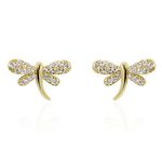 Meissa Animals Earrings Dragonfly Stud Earrings Sterling Silver Stud Earrings with Cubic Zirconia Opal Pearl Cute Animals Stud Hoop Gifts for Women Teen Girl (Gold)